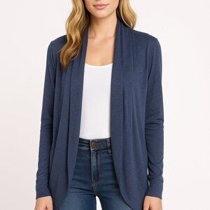Athleta Luxe Pose Wrap Cardigan Blue Size XS Thumb Holes Cocoon Circle Casual